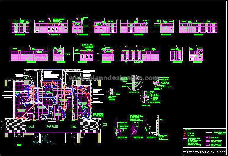 Public Toilet Block 2D CAD Design with Plumbing Design Details